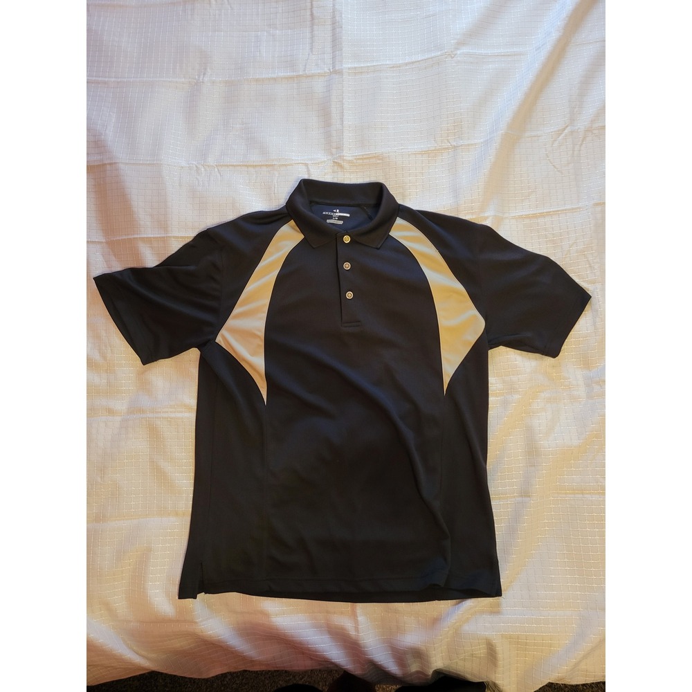 Grand Slam Golf Mens Large Polo Shirt Black Tan Colorblock Performance‎ Mesh L